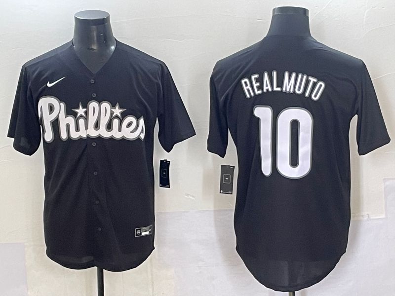 Men 2025 Philadelphia Phillies #10 Realmuto Black Fashion Nike MLB Jersey style 709